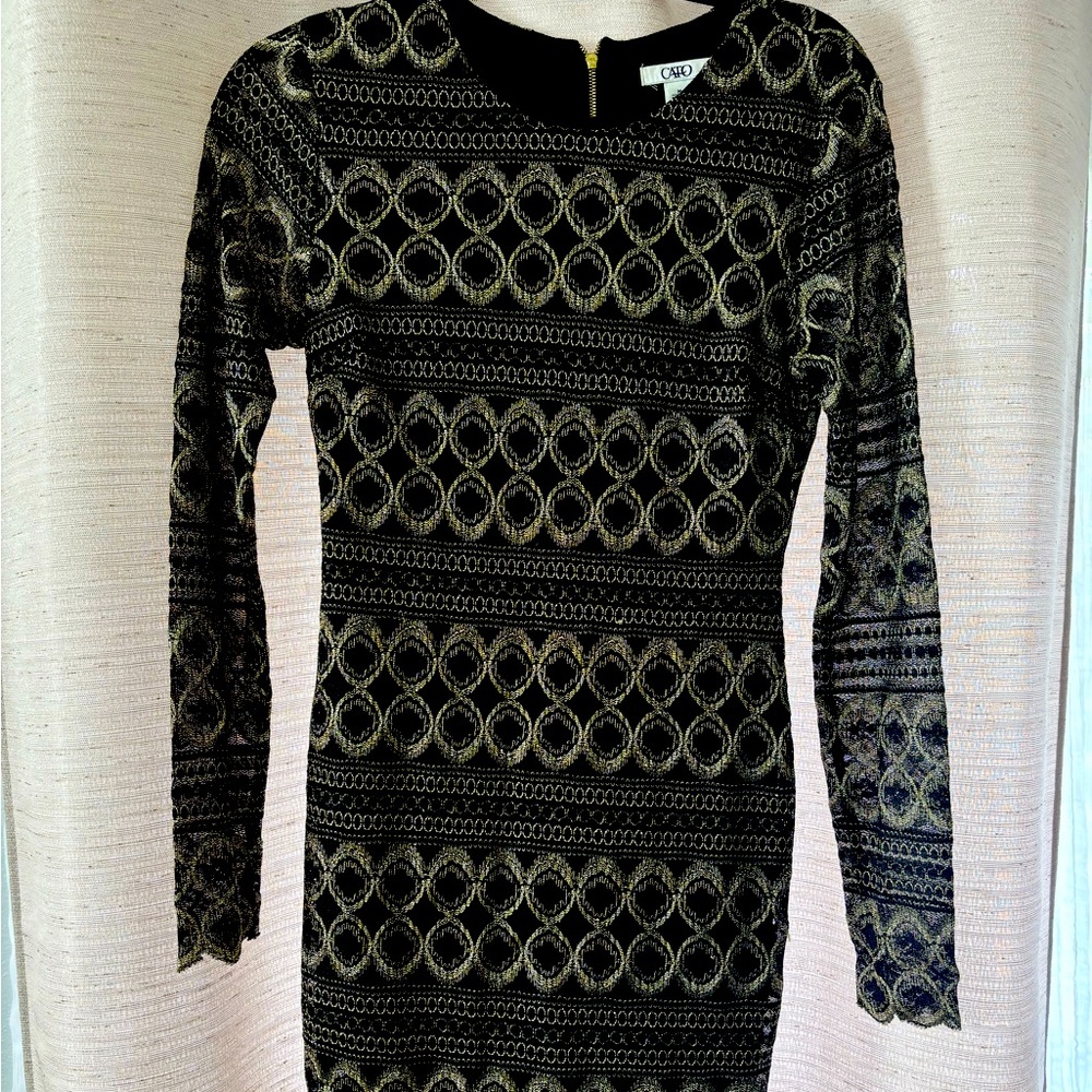 Black and gold lace dress